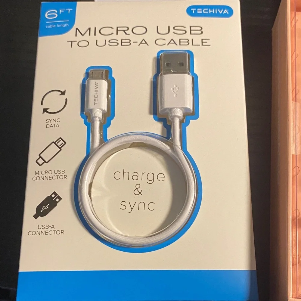 Micro USB to USB-A Cable, Wall Charger and Audio Adapter